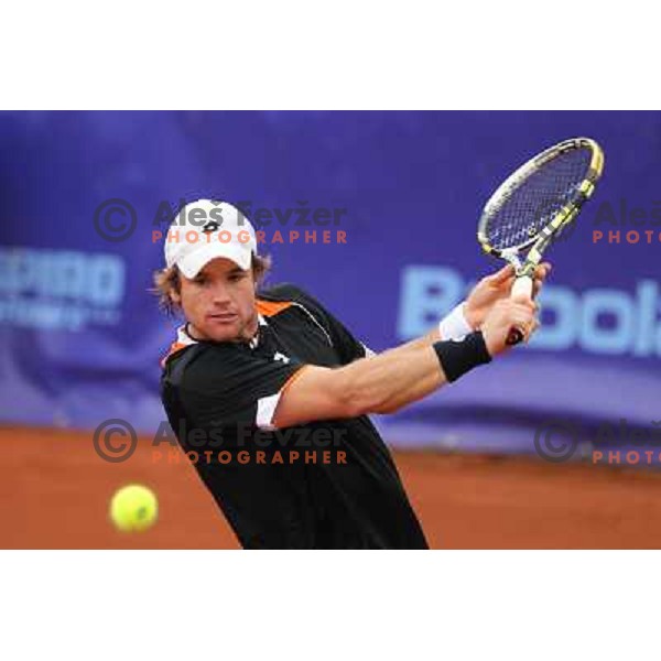  Blaz Kavcic of Slovenia in action during Final of BMW Ljubljana Open, ATP Challenger Tour, played in SC Ljubljana on September 26, 2010 