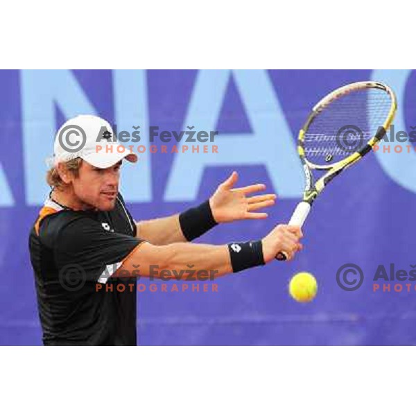  Blaz Kavcic of Slovenia in action during Final of BMW Ljubljana Open, ATP Challenger Tour, played in SC Ljubljana on September 26, 2010 