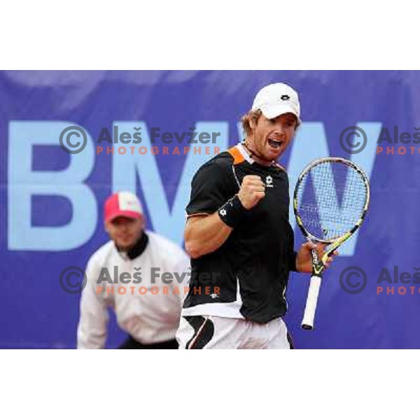  Blaz Kavcic of Slovenia in action during Final of BMW Ljubljana Open, ATP Challenger Tour, played in SC Ljubljana on September 26, 2010 