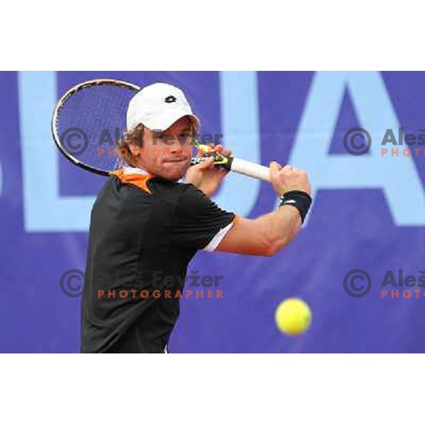  Blaz Kavcic of Slovenia in action during Final of BMW Ljubljana Open, ATP Challenger Tour, played in SC Ljubljana on September 26, 2010 