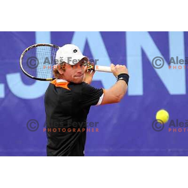  Blaz Kavcic of Slovenia in action during Final of BMW Ljubljana Open, ATP Challenger Tour, played in SC Ljubljana on September 26, 2010 