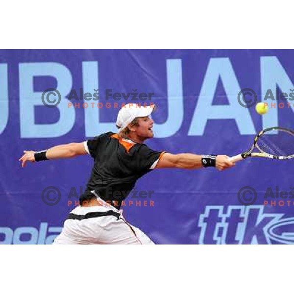  Blaz Kavcic of Slovenia in action during Final of BMW Ljubljana Open, ATP Challenger Tour, played in SC Ljubljana on September 26, 2010 