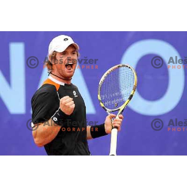  Blaz Kavcic of Slovenia in action during Final of BMW Ljubljana Open, ATP Challenger Tour, played in SC Ljubljana on September 26, 2010 