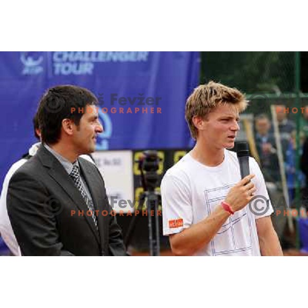 David Goffin of Belgium having a speech after the Final of BMW Ljubljana Open, ATP Challenger Tour, played in SC Ljubljana on September 26, 2010 