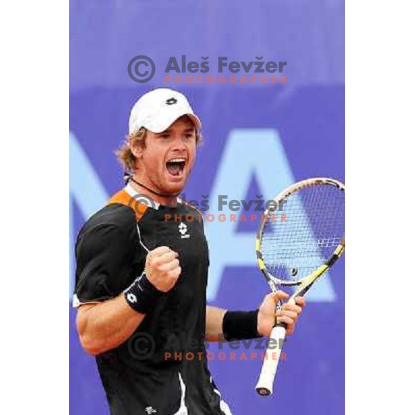 Blaz Kavcic of Slovenia in action during Final of BMW Ljubljana Open, ATP Challenger Tour, played in SC Ljubljana on September 26, 2010 