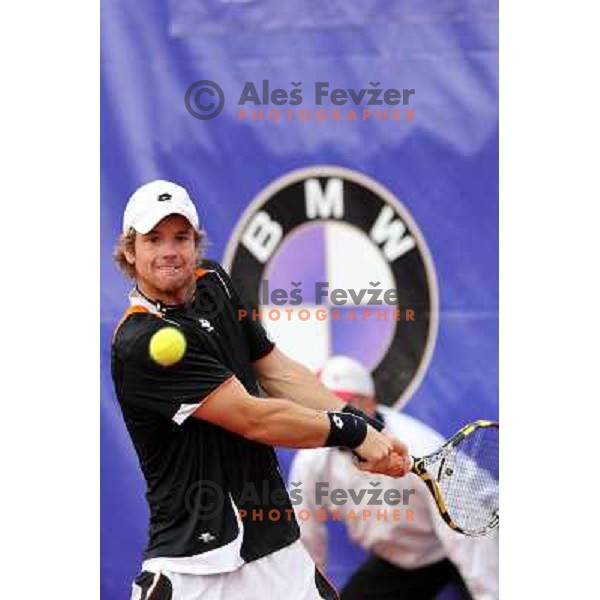  Blaz Kavcic of Slovenia in action during Final of BMW Ljubljana Open, ATP Challenger Tour, played in SC Ljubljana on September 26, 2010 