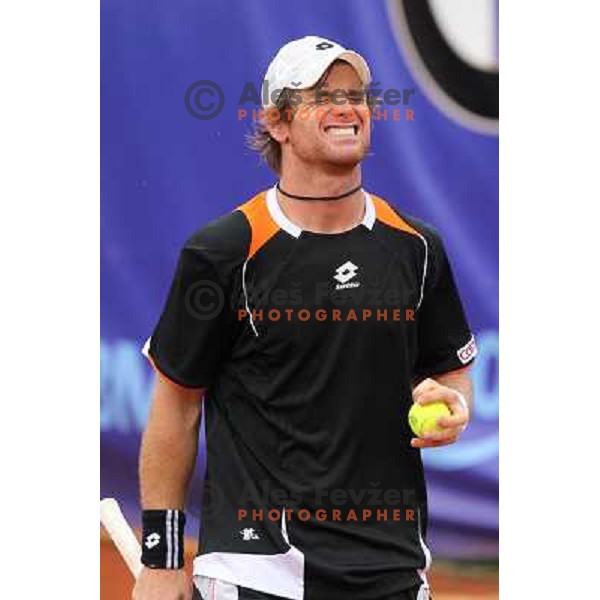  Blaz Kavcic of Slovenia in action during Final of BMW Ljubljana Open, ATP Challenger Tour, played in SC Ljubljana on September 26, 2010 