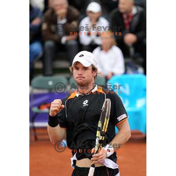  Blaz Kavcic of Slovenia in action during Final of BMW Ljubljana Open, ATP Challenger Tour, played in SC Ljubljana on September 26, 2010 