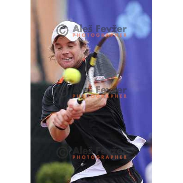  Blaz Kavcic of Slovenia in action during Final of BMW Ljubljana Open, ATP Challenger Tour, played in SC Ljubljana on September 26, 2010 