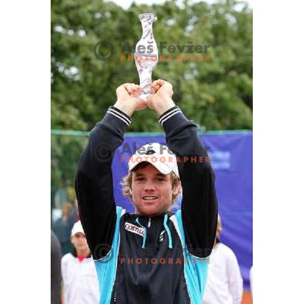 Blaz Kavcic of Slovenia, winner of BMW Ljubljana Open, ATP Challenger Tour, played in SC Ljubljana on September 26, 2010 