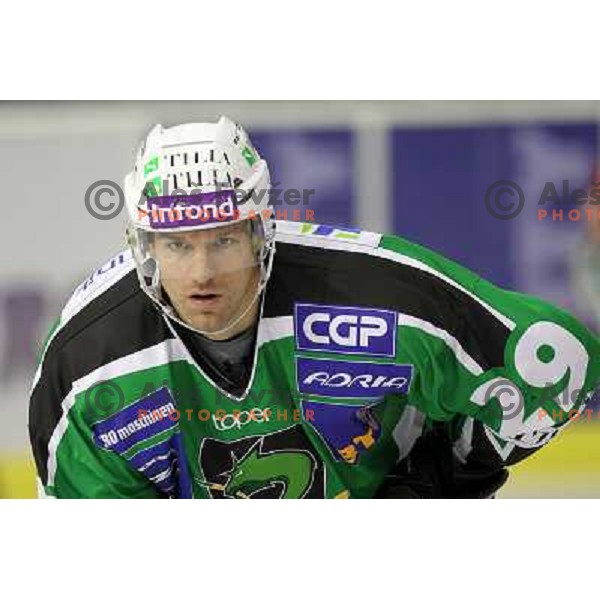 Anze Ropret of Tilia Olimpija in action during ice-hockey match Tilia Olimpija- Acroni Jesenice in round 6 of EBEL league, played in Hala Tivoli, Ljubljana, Slovenia on September 26, 2010 