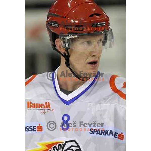 Douglas Nolan of Acroni Jesenice in action during ice-hockey match Tilia Olimpija- Acroni Jesenice in round 6 of EBEL league, played in Hala Tivoli, Ljubljana, Slovenia on September 26, 2010 