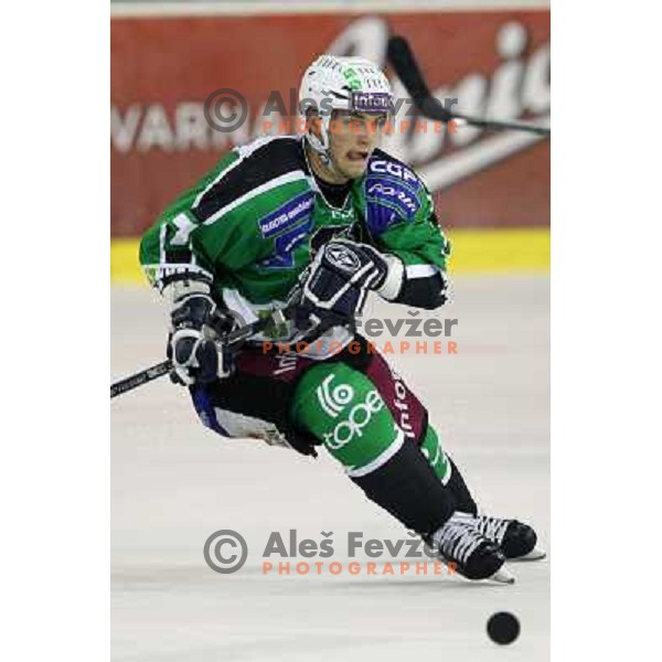 Domen Vedlin of Tilia Olimpija in action during ice-hockey match Tilia Olimpija- Acroni Jesenice in round 6 of EBEL league, played in Hala Tivoli, Ljubljana, Slovenia on September 26, 2010 