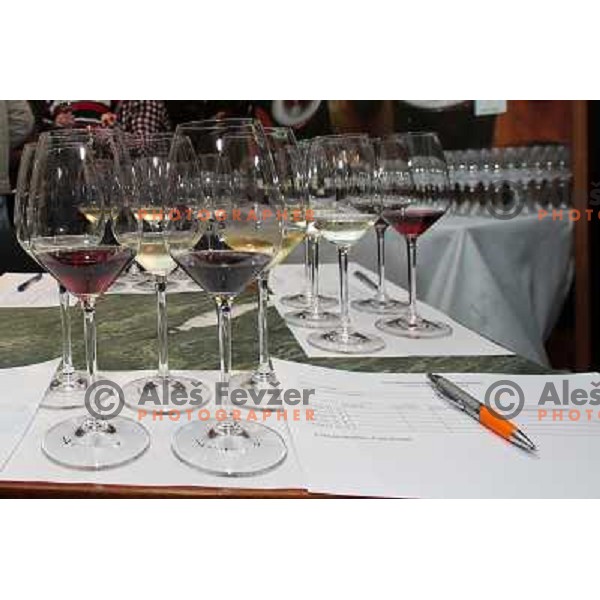 Wine degustation and competition for waiters and bartenders in glass pouring of 1 dcl in E vino bar, Ljubljana, Slovenia on September 27, 2010 