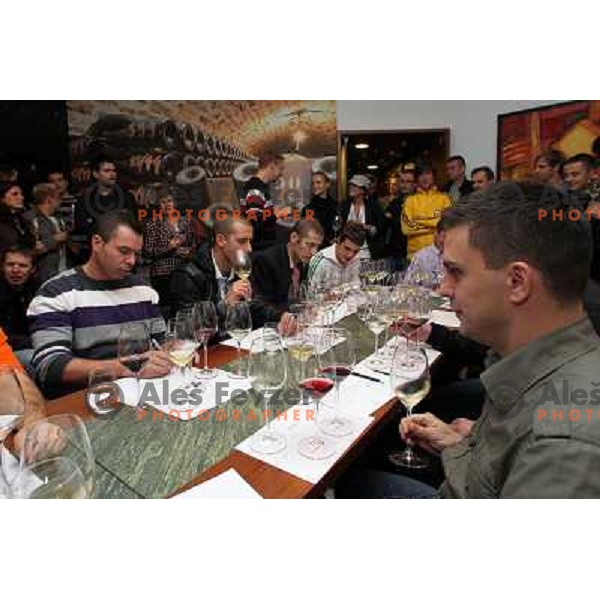 Wine degustation and competition for waiters and bartenders in glass pouring of 1 dcl in E vino bar, Ljubljana, Slovenia on September 27, 2010 