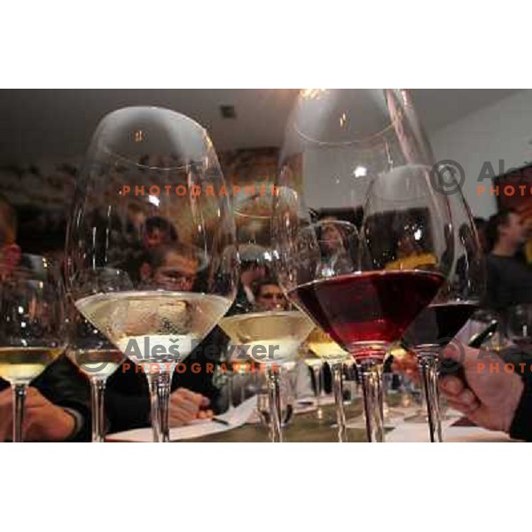 Wine degustation and competition for waiters and bartenders in glass pouring of 1 dcl in E vino bar, Ljubljana, Slovenia on September 27, 2010 
