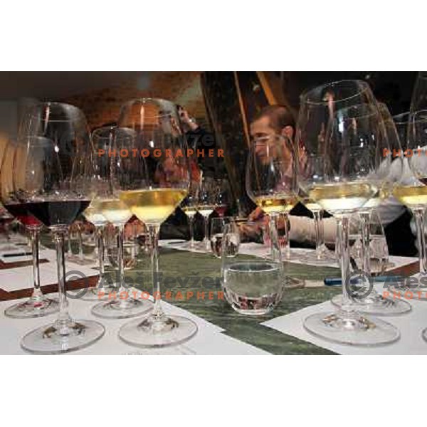 Wine degustation and competition for waiters and bartenders in glass pouring of 1 dcl in E vino bar, Ljubljana, Slovenia on September 27, 2010 