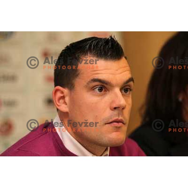 Jaka Kravanja of RK Krim Mercator during press conference before the start of the season in M hotel, Ljubljana, Slovenia on September 29, 2010 