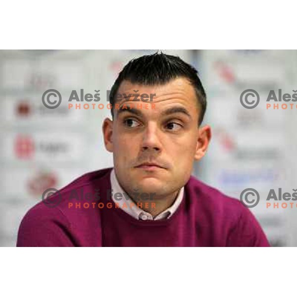 Jaka Kravanja of RK Krim Mercator during press conference before the start of the season in M hotel, Ljubljana, Slovenia on September 29, 2010 