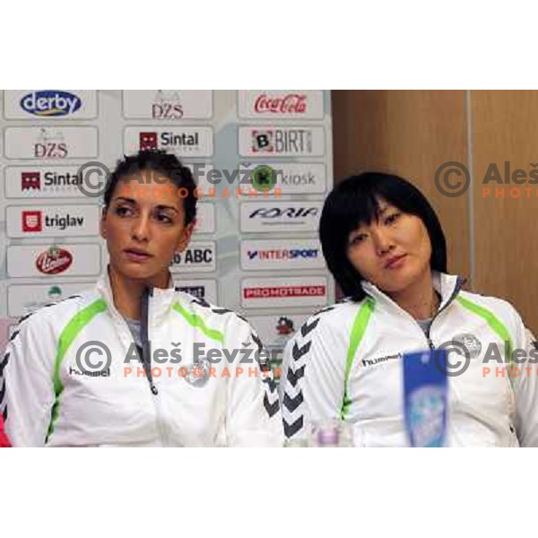 Andrea Penezic, Liudmila Bodnieva of RK Krim Mercator during press conference before the start of the season in M hotel, Ljubljana, Slovenia on September 29, 2010 