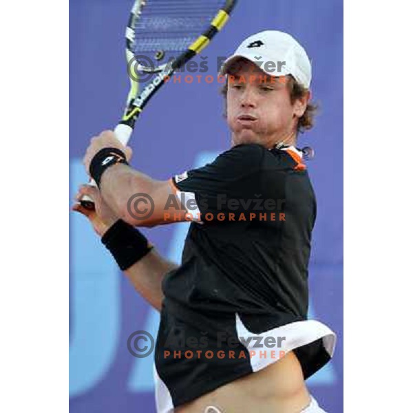  Blaz Kavcic of Slovenia in action during first round of BMW Ljubljana Open on ATP Challenger Tour, played in SC Ljubljana on September 21, 2010 