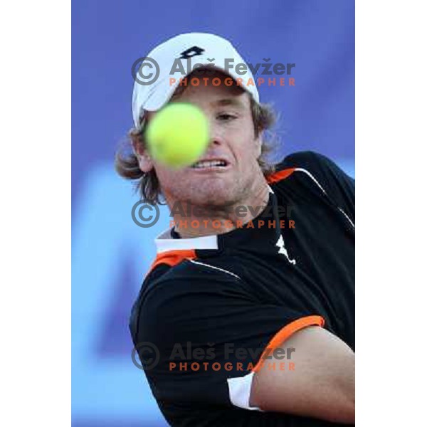  Blaz Kavcic of Slovenia in action during first round of BMW Ljubljana Open on ATP Challenger Tour, played in SC Ljubljana on September 21, 2010 