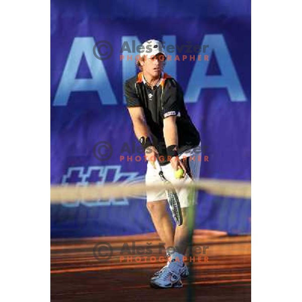 Blaz Kavcic of Slovenia in action during first round of BMW Ljubljana Open on ATP Challenger Tour, played in SC Ljubljana on September 21, 2010 