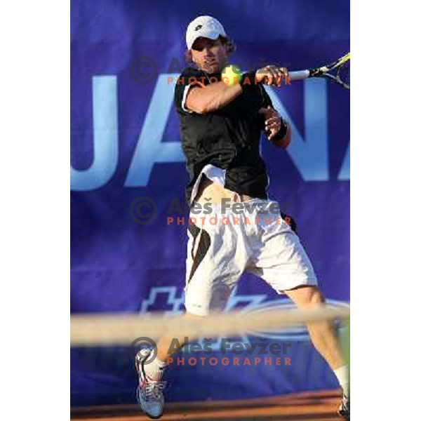  Blaz Kavcic of Slovenia in action during first round of BMW Ljubljana Open on ATP Challenger Tour, played in SC Ljubljana on September 21, 2010 
