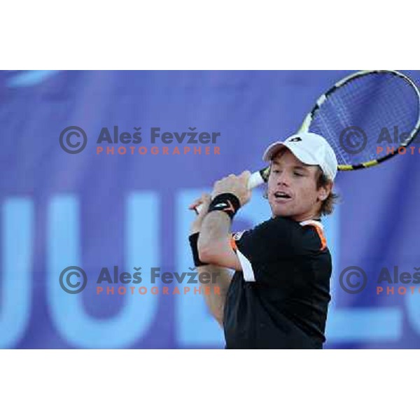  Blaz Kavcic of Slovenia in action during first round of BMW Ljubljana Open on ATP Challenger Tour, played in SC Ljubljana on September 21, 2010 