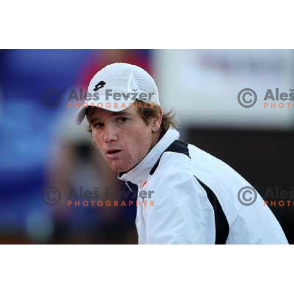  Blaz Kavcic of Slovenia in action during first round of BMW Ljubljana Open on ATP Challenger Tour, played in SC Ljubljana on September 21, 2010 