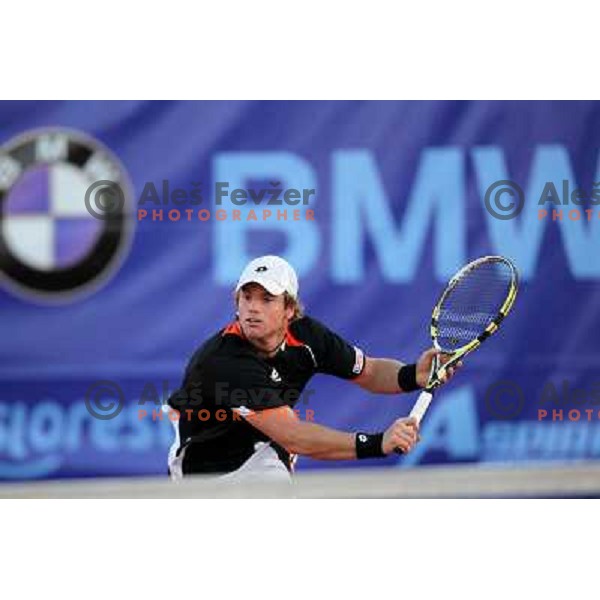  Blaz Kavcic of Slovenia in action during first round of BMW Ljubljana Open on ATP Challenger Tour, played in SC Ljubljana on September 21, 2010 