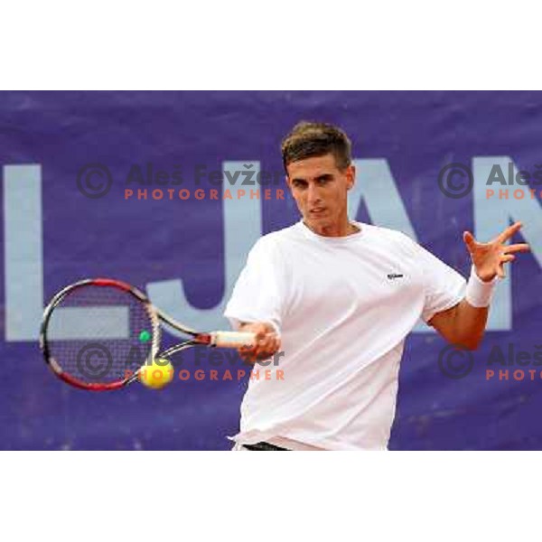 Milan Zitnik of Slovenia in action during first round of BMW Ljubljana Open on ATP Challenger Tour, played in SC Ljubljana on September 21, 2010 
