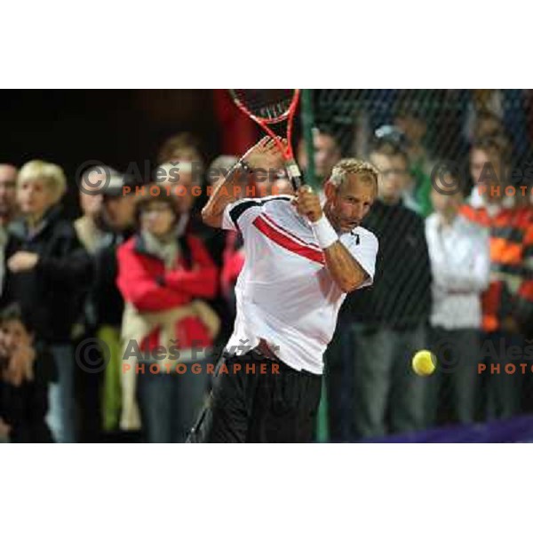 Thomas Muster of Austria in action during first round of BMW Ljubljana Open on ATP Challenger Tour, played in SC Ljubljana on September 21, 2010 