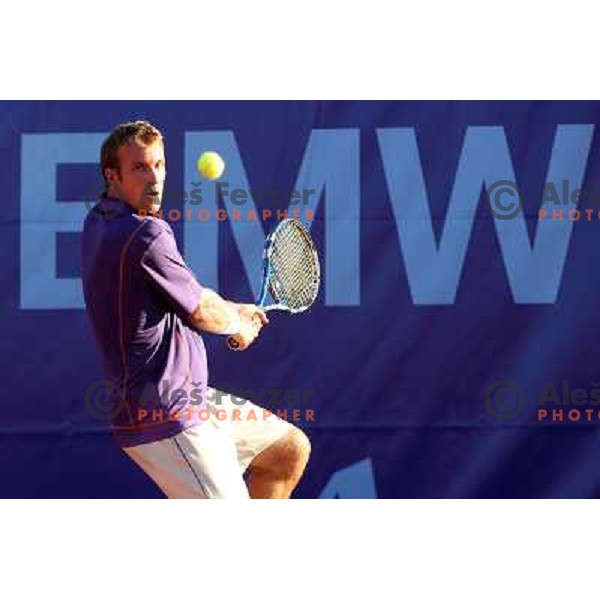 Grega Zemlja of Slovenia in action during first round of BMW Ljubljana Open on ATP Challenger Tour, played in SC Ljubljana on September 21, 2010 
