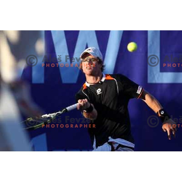  Blaz Kavcic of Slovenia in action during first round of BMW Ljubljana Open on ATP Challenger Tour, played in SC Ljubljana on September 21, 2010 
