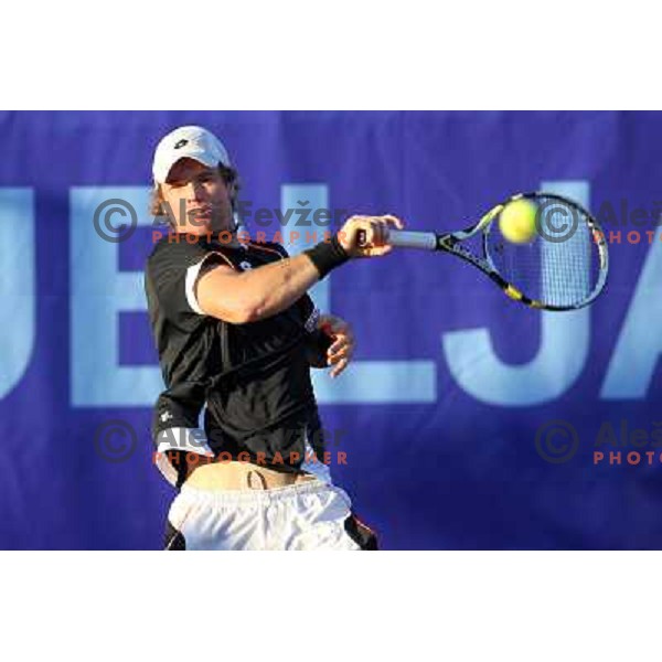  Blaz Kavcic of Slovenia in action during first round of BMW Ljubljana Open on ATP Challenger Tour, played in SC Ljubljana on September 21, 2010 