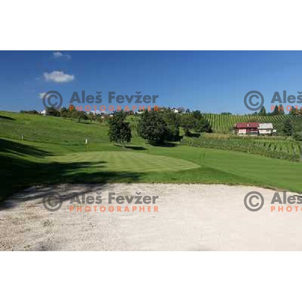 Golf course Zlati gric ( 9 holes, par 36, 2760 meters) in Slovenske Konjice, Slovenia lies in idyllic surroundings between vineyards in Sÿkalce. It is naturally stirred up and entirely rounded up with vineyards. Playing fields are variegated with a b