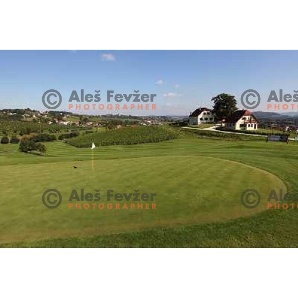 Golf course Zlati gric ( 9 holes, par 36, 2760 meters) in Slovenske Konjice, Slovenia lies in idyllic surroundings between vineyards in Sÿkalce. It is naturally stirred up and entirely rounded up with vineyards. Playing fields are variegated with a b