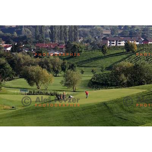 Golf course Zlati gric ( 9 holes, par 36, 2760 meters) in Slovenske Konjice, Slovenia lies in idyllic surroundings between vineyards in Sÿkalce. It is naturally stirred up and entirely rounded up with vineyards. Playing fields are variegated with a b