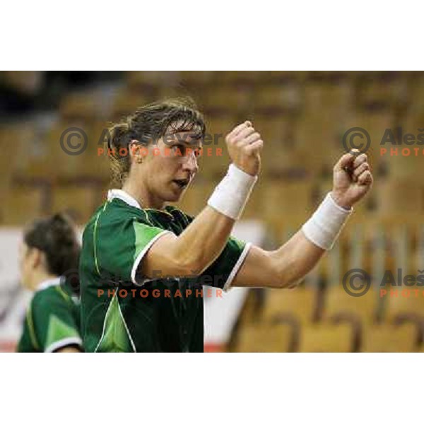 Vesna Pus of Olimpija in action during handball match Olimpija-Krim Mercator in round 4 of National Championships, played in Hala Tivoli, Ljubljana, Slovenia on October 6, 2010 