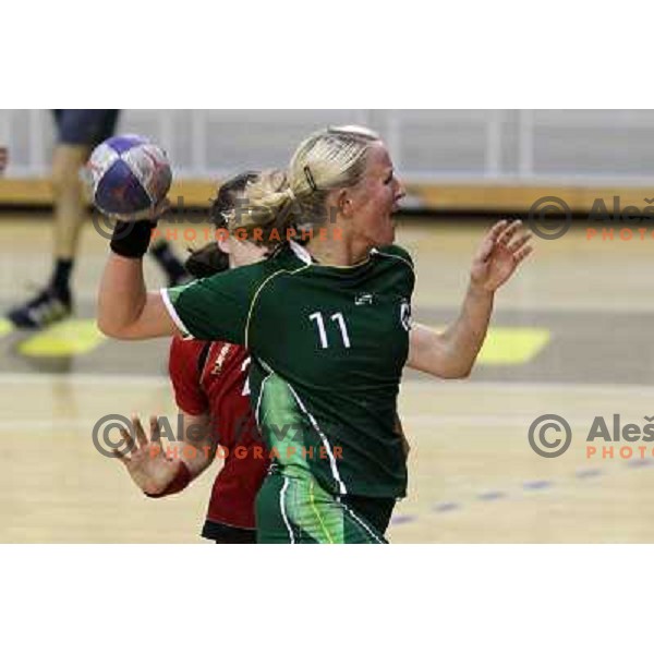 Spela Oklescen of Olimpija in action during handball match Olimpija-Krim Mercator in round 4 of National Championships, played in Hala Tivoli, Ljubljana, Slovenia on October 6, 2010 