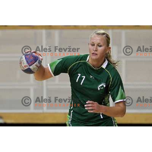 Spela Oklescen of Olimpija in action during handball match Olimpija-Krim Mercator in round 4 of National Championships, played in Hala Tivoli, Ljubljana, Slovenia on October 6, 2010 