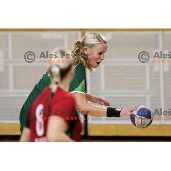 Spela Oklescen of Olimpija in action during handball match Olimpija-Krim Mercator in round 4 of National Championships, played in Hala Tivoli, Ljubljana, Slovenia on October 6, 2010 