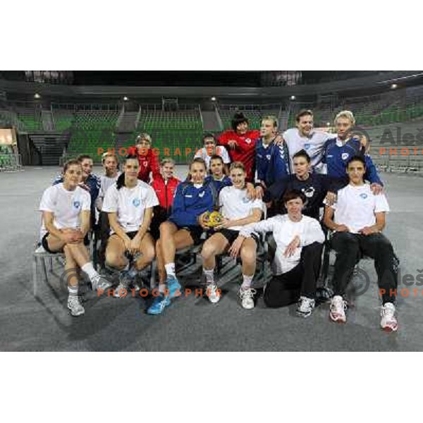 players of RK Krim Mercator during practice session open to the press in practice court of Stozice Hall, Ljubljana, Slovenia on October 8,2010 