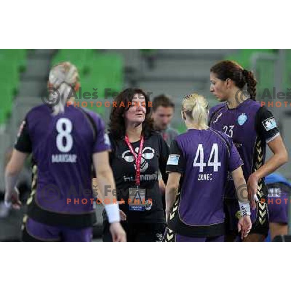 Marta Bon, coach of Krim Mercator in action during handball match Krim Mercator- Zvezda Zvenigorod in round 2 of EHF Champions league, played in SRC Stozice, Ljubljana, Slovenia on October 16,2010 