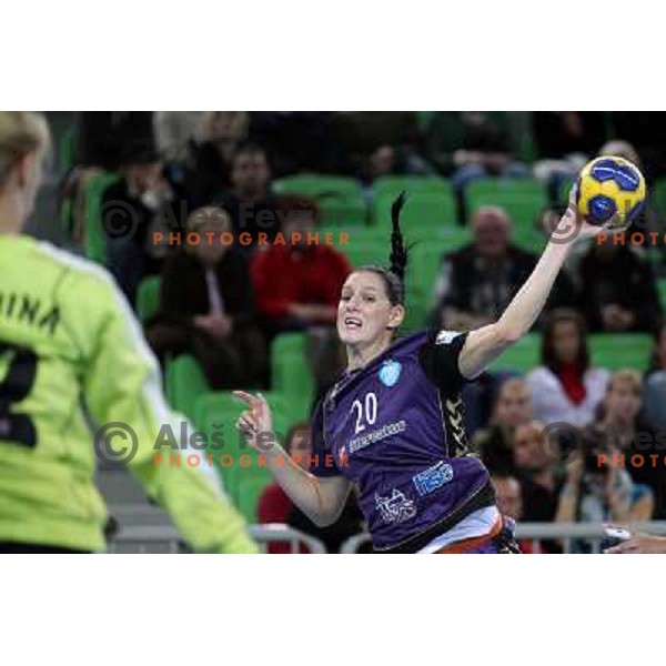 Alja Koren of Krim Mercator in action during handball match Krim Mercator- Zvezda Zvenigorod in round 2 of EHF Champions league, played in SRC Stozice, Ljubljana, Slovenia on October 16,2010 