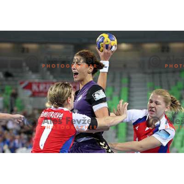 Andrea Penezic of Krim Mercator in action during handball match Krim Mercator- Zvezda Zvenigorod in round 2 of EHF Champions league, played in SRC Stozice, Ljubljana, Slovenia on October 16,2010 