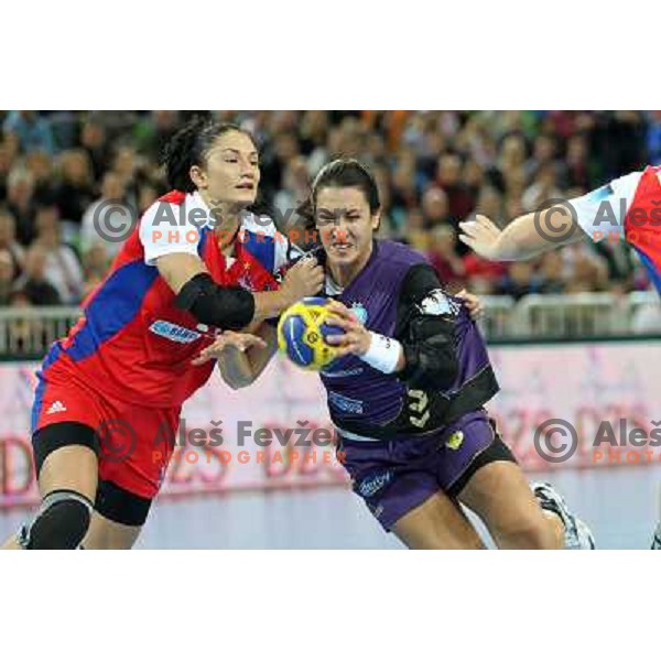 Andrea Lekic of Krim Mercator in action during handball match Krim Mercator- Zvezda Zvenigorod in round 2 of EHF Champions league, played in SRC Stozice, Ljubljana, Slovenia on October 16,2010 