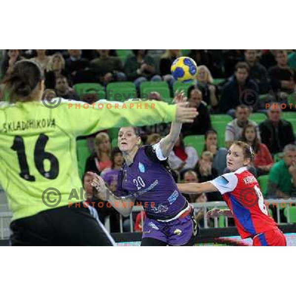 Alja Koren of Krim Mercator in action during handball match Krim Mercator- Zvezda Zvenigorod in round 2 of EHF Champions league, played in SRC Stozice, Ljubljana, Slovenia on October 16,2010 