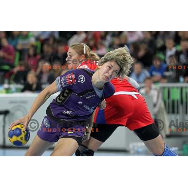 Marina Vergelyuk of Krim Mercator in action during handball match Krim Mercator- Zvezda Zvenigorod in round 2 of EHF Champions league, played in SRC Stozice, Ljubljana, Slovenia on October 16,2010 